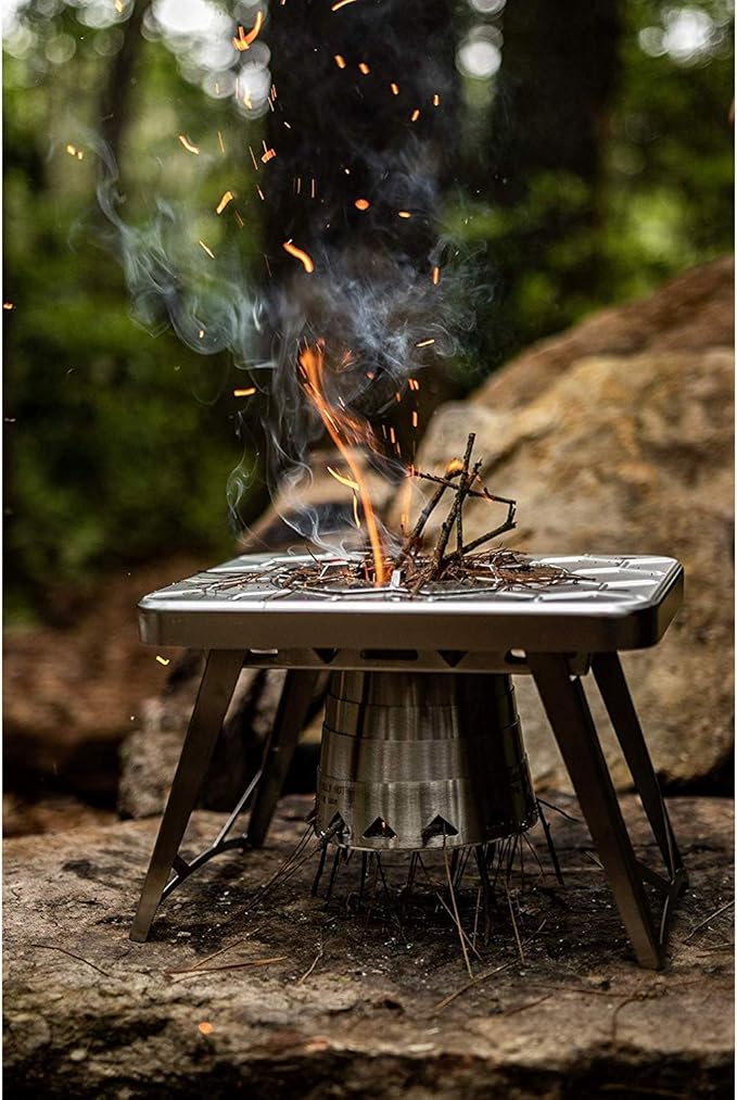 nCamp - Multi-Fuel Portable Camping Stove Portable Gas Stove Portable Wood Stove Single Burner Propane Stove Lightweight w/Collapsible Combustion Chamber (Stove Only). Mini-Stove Compact Stove