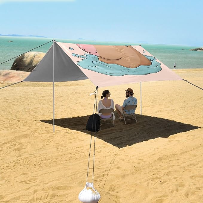 Capybara with Orange Sunglasses Camping Sun Shelter Beach Tent Portable Beach Sun Shade Outdoor Canopy for Camping Trips Fishing Picnic