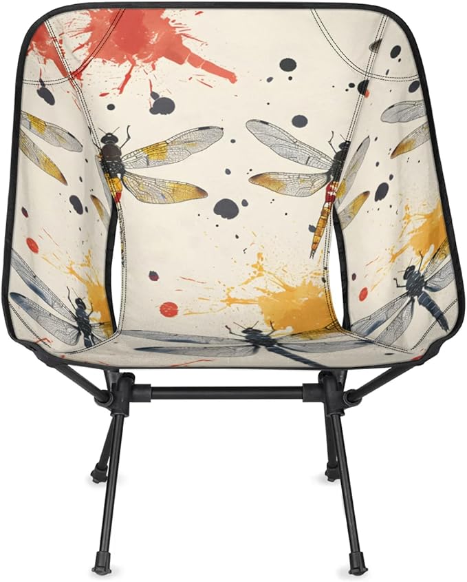 Honeybaby Folding Camping Chair Dragonfly Watercolor Camping Chairs Lightweight Portable Chair Outdoor Foldable Chairs for Camping Travel Picnic Beach Hiking