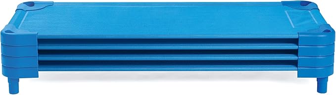 Children’s Factory Value Line Nap Cots Kids Daycare and Preschool Sleeping Cot Standard Size Set of 4 Blue