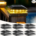 Solar Post Cap Lights 6 Pack Upgraded Outdoor Deck Fence Post Solar Lights for 4x4 5x5 Wood/Vinyl Posts IP65 Waterproof 10-12 Hours Warm White Glow for Garden/Patio/Porch - Black
