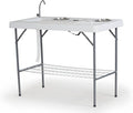 Old Cedar Outfitters Deluxe Fish Fillet Table or Portable Folding Camping Kitchen with Cutting Board Bowls Knife Odor Bar Sink Drain and More! 49.8 x 25.6 x 37.2 WhiteCamp