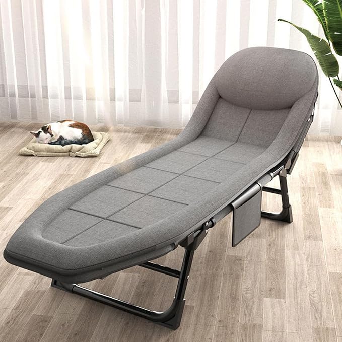 Portable Folding Adult BedCamping Cot Portable Camp Bed Cots for Adults 6-Position Adjustable Folding Cot Folding Chaise Lounge Chair Heavy Duty Supports 352 lbs Perfect for Camping