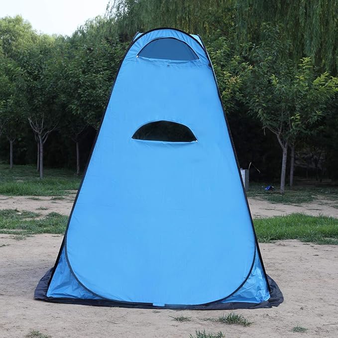 WOWCASE 1-2 Person Large Space Pop Up Shower Privacy Shelter Tent with 3 Windows Outdoor Waterproof Silver Anti-UV Coated Portable Dressing Room Privacy Shower Tents for Camping Beach Isolation Sun