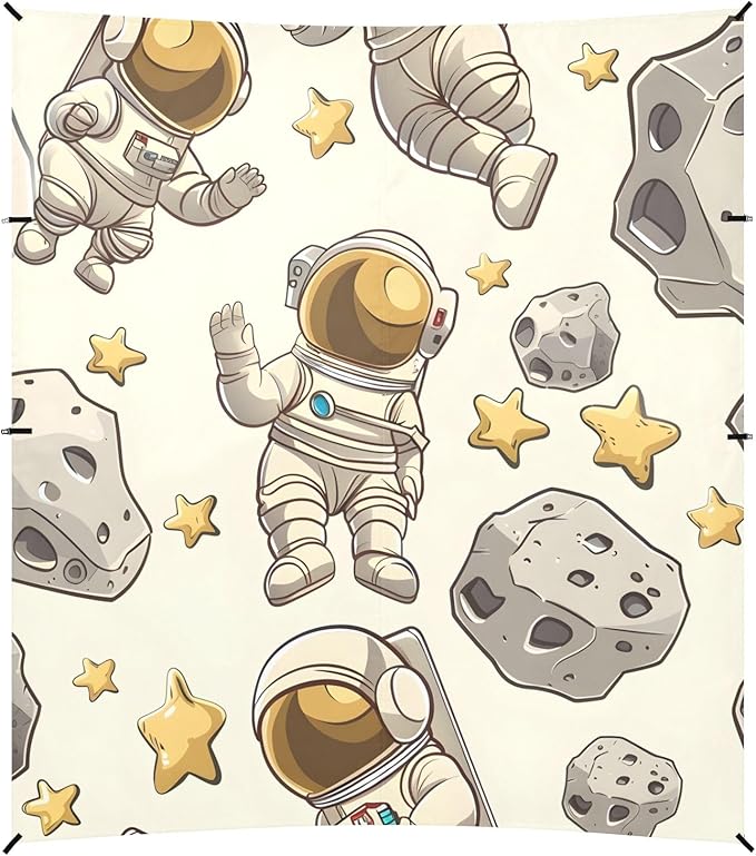 Cartoon Astronauts Cartoon Stars Camping Sun Shelter Beach Tent Portable Beach Sun Shade Outdoor Canopy for Camping Trips Fishing Picnic