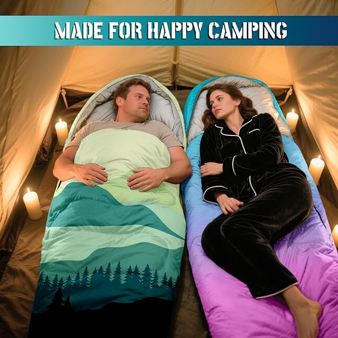 Sleeping Bags for Adults 3 Seasons Warm &amp Cold Weather Waterproof Lightweight Backpacking Camping Sleeping Bag for Indoor Outdoor Camping Hiking Traveling Camping Gear Equipment