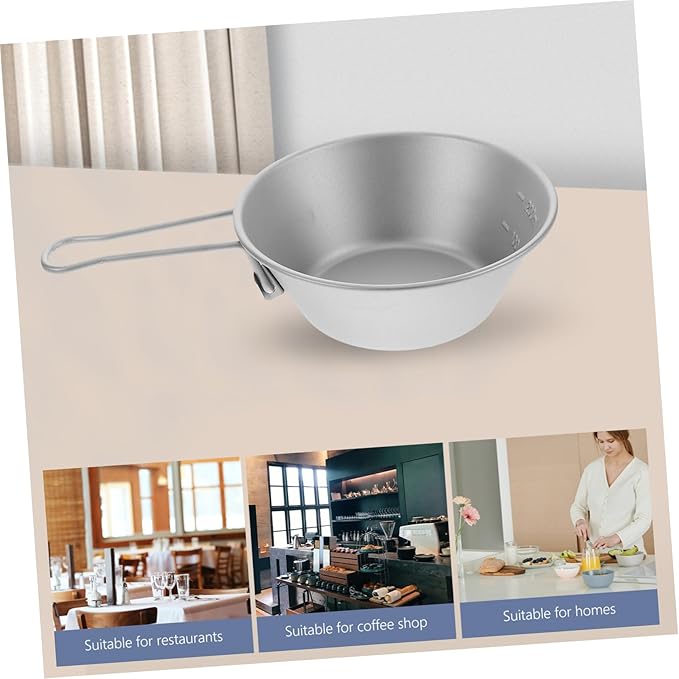 Zerodeko Portable Titanium Bowl with Handle for Outdoor Camping Lightweight Multi-use Dish for Hiking Travel and Picnics Versatile Salad Snack and Soup Serving Bowl