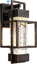 PARTPHONER Modern Outdoor Light Fixture Dusk to Dawn Outdoor Lighting 15 H Exterior Wall Sconce Waterproof Porch Light Outside Light for House with Water Glass for Garage Doorway Black Brushed Gold