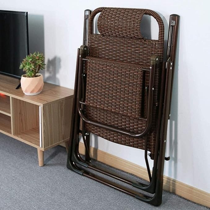 Folding Deck Chair Rattan Summer Chair Reclining Chairs Deck Chair Folding Lunch Break Wicker Chair Nap Balcony Household Leisure Old Man Chair Gravity Folding Deck Chair Beautiful Scenery