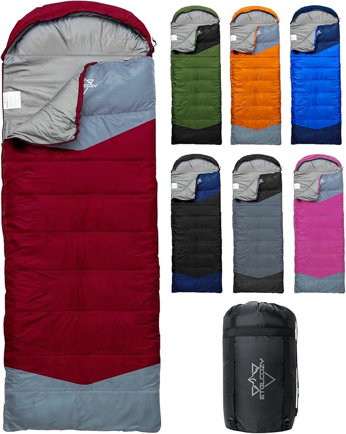 Lightweight 3-Season Sleeping Bag for Adults/Kids Camping Compact w/Compression Sack Waterproof Ripstop Portable for Backpacking Hiking Travel