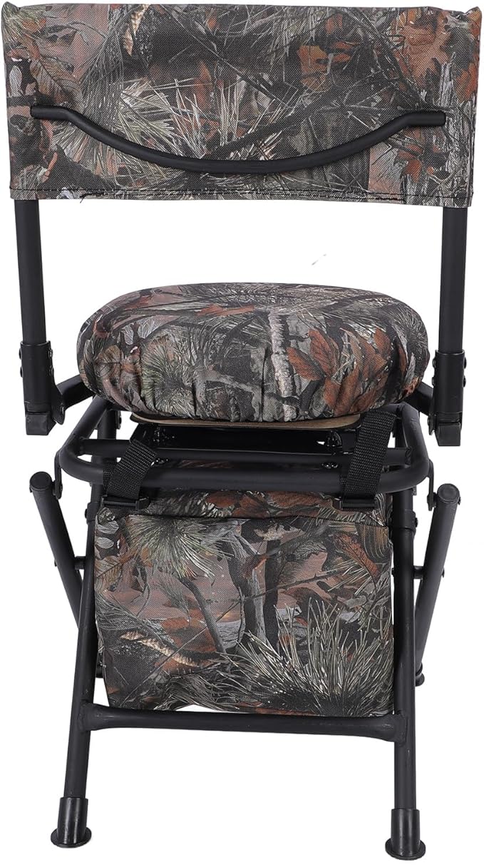 360° Swivel Chairs for Ground Blinds Portable Folding Camping Chairs for Adults Seats with Hard Arms for Fishing Camping 600D Oxford Lawn