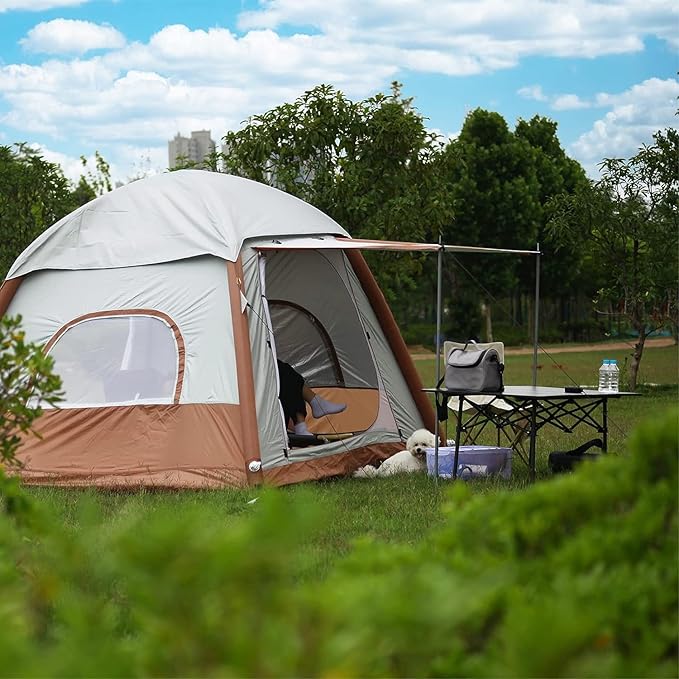 Upgrade Inflatable Camping Tent with Pump Easy Setup 4 Season Glamping Tent 2-4 Persons Waterproof Windproof Outdoor Self-Supporting Air Tent-7.8FT x 7.8FT x 5.6FT