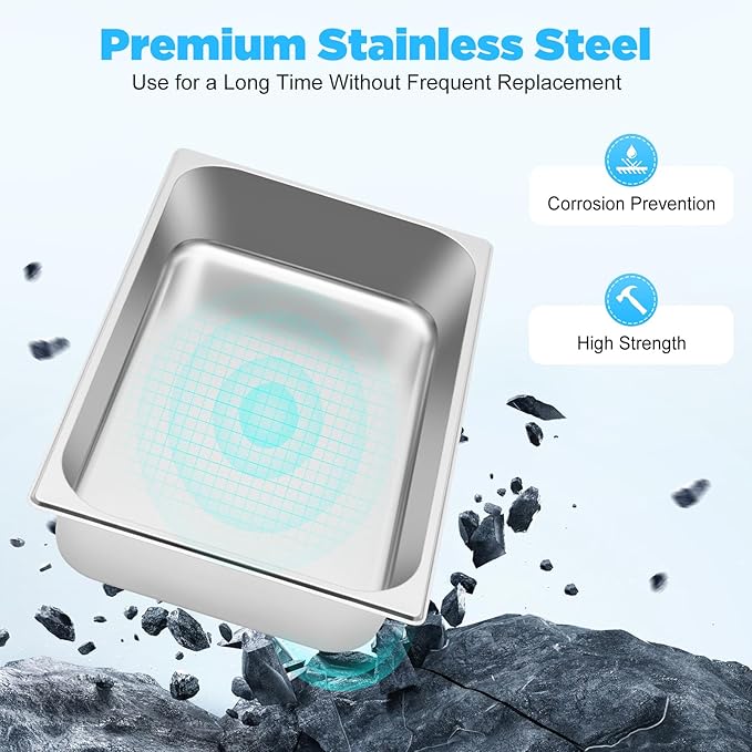 4 Pack Hotel Pans 4 Deep Steam Table Pan Full Size with Lid 20 L x 12 W Stainless Steel Hotel Pan for Food Warmer Cooking Heat (4 Pack Table Pan)