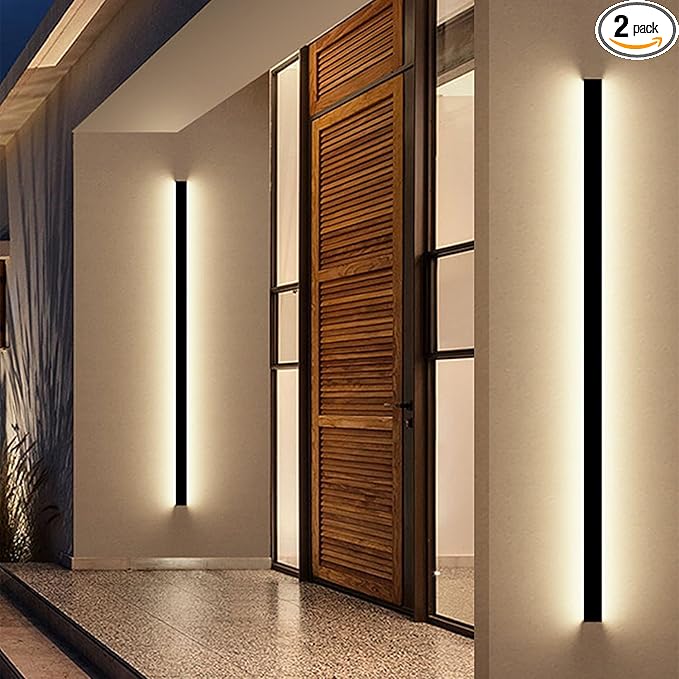 Outdoor Wall Lights for House - 2pack 92.5inch Modern Outdoor Wall Light Fixture Long Strip Wall Sconce Dimmable Ip65 Waterproof Exterior Wall Mount Outside Garage Lights for Living Room Porch