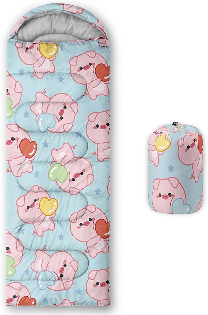 AILONEN Kawaii Panda Sleeping BagsLightweight &amp Waterproof3 Season Warm &amp Cool WeatherDreamy Purple Flower Animal Themed Sleeping Bags for BoysGirlsKidsAdults TravellingOutdoors