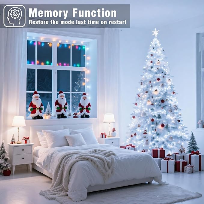 100FT 300 LED Outdoor String Lights Connectable Christmas Lights Indoor Waterproof with 8 Modes Plug in Twinkle Fairy Lights Clear Wire for Bedroom Home Wedding Patio Decorations White