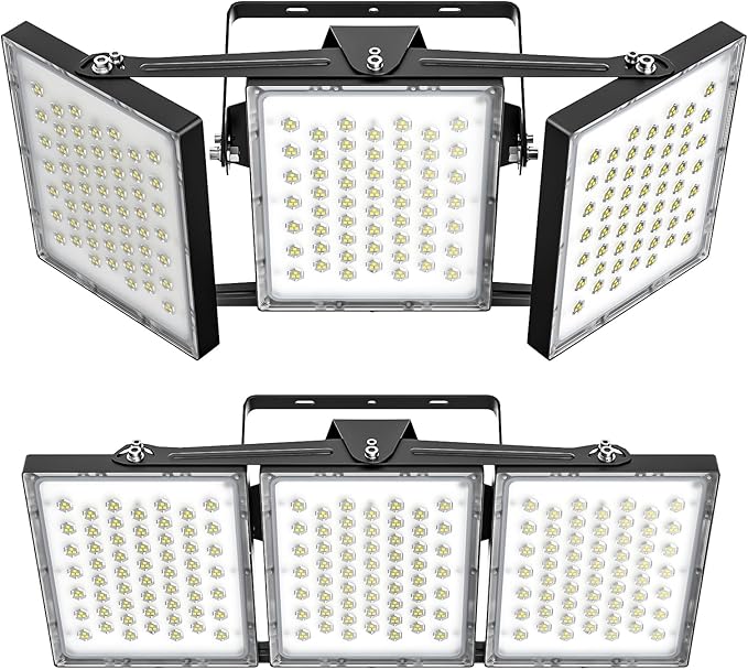 SOLLA 2025 Elite New Upgraded LED Flood Light Outdoor 300W 2 Pack 45000lm Stadium Flood Lights 5000K IP66 Waterproof Adjustable Adjustable Floodlight for Street Parking Lot