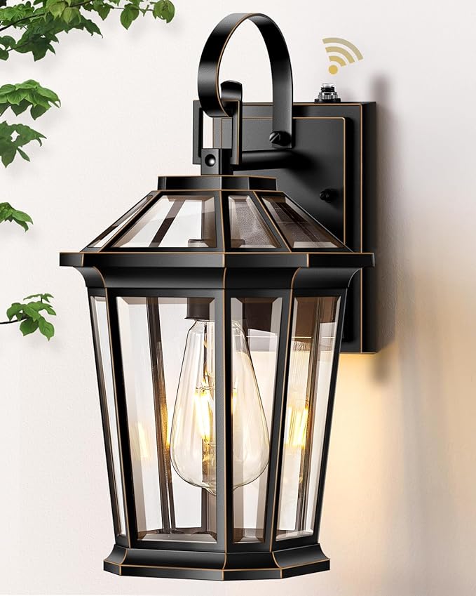 VIANIS Dusk to Dawn Outdoor Wall Lighting Black Waterproof Exterior Lighting Fixtures for House 100% Anti-Rust Aluminum Modern Outside Coach Light Fixture Wall Mount for Porch Garage Front Door