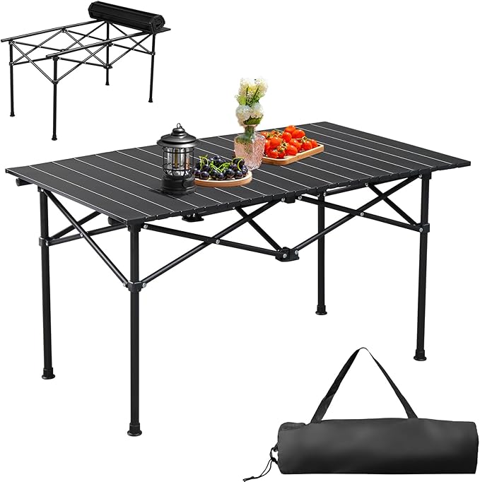 Outvita Beach Picnic Table Lightweight Roll Up Low Camping Table Portable Folding Table with Carrying Bag for Outdoor BBQ Sand Picnic Party Patio 37.5 Inches