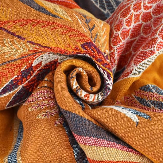 ITFRO Boho Throw Blanket 100% Cotton 4 Layer Muslin Blanket 80x92 Lightweight Breathable Rustic Bed Throw Floral Bird Farmhouse Decor for Sofa Couch (Bird 80x92)