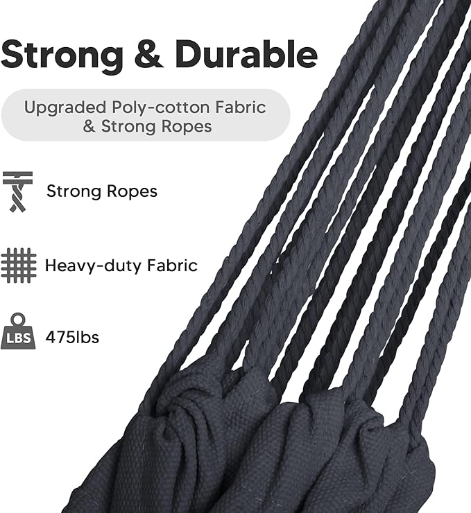 SUNCREAT Hammocks Outdoor Camping Double Hammock Portable Tree Hammock Swing Dark Gray