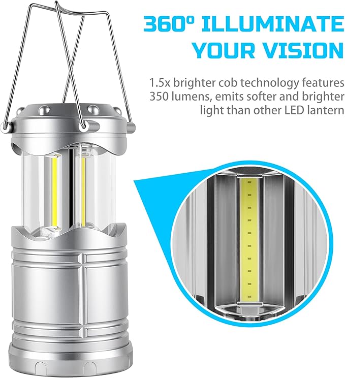 Lichamp LED Camping Lantern 4 Pack Battery Powered Flashlight for Power Outages Portable Collapsible Hanging Light Essential for Home Outdoor Emergency Lamp Survival Kit Gear for Hurricane B4SL