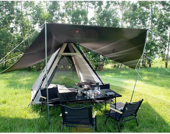 Outdoor Pyramid Dome Camping Tent for 2-6 Person 4 Season Waterproof Windproof Anti-UV Family Outdoor Camping Tent with Carry Bag