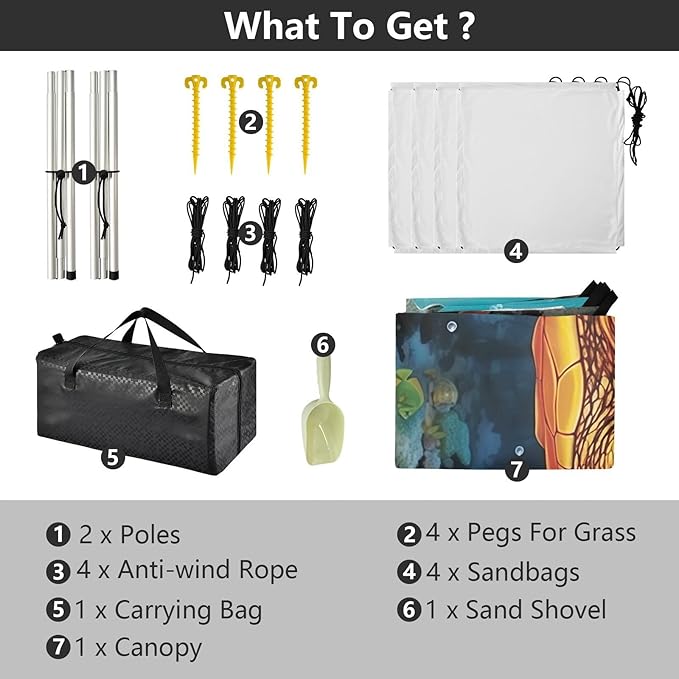 Sea TurtleCamping Sun Shelters 9.2 x 10.5 FT Beach Canopy Tent Sun Shade with Carrying Bag for Camping Trips Fishing Backyard Fun or Picnics 21341820