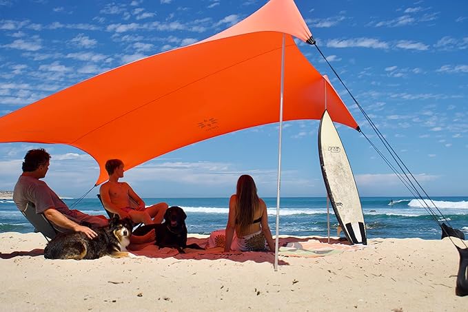 Neso Grande Portable Beach Tent Sun Shelter - Lightweight Beach Shade Canopy - Easy Setup for Family Outings - Patented Reinforced Corners - UPF 50+ Sun Protection - 7ft Tall 9 x 9ft