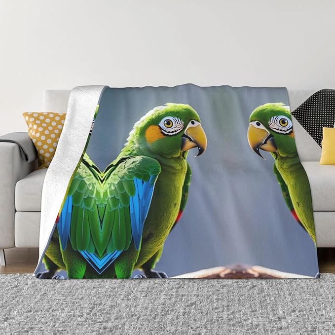 Feathers 50x40 Printed Soft Fleece Blanket for Sofa Bed and Camping - Cozy Blanket for Travel Picnics Nighttime Use