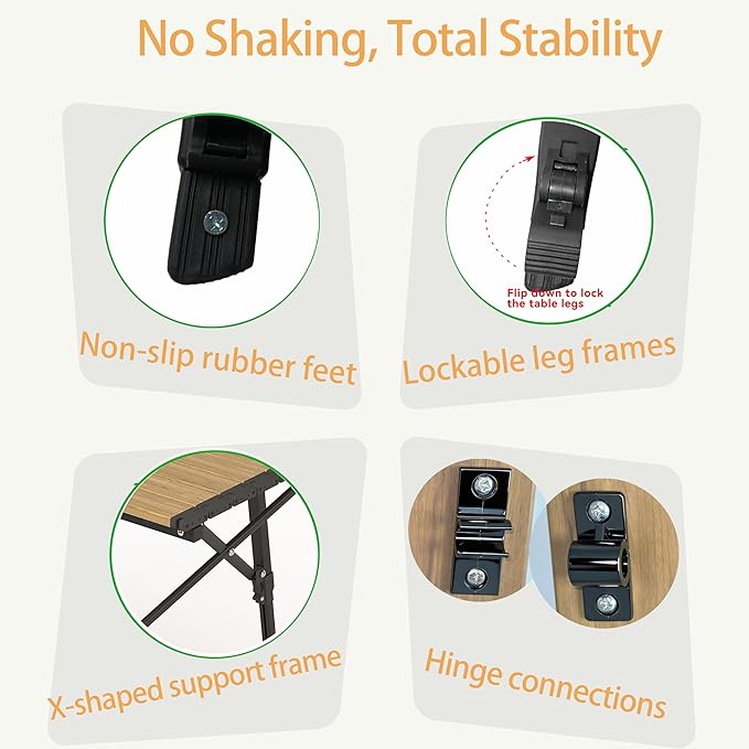 Lightweight Aluminum Alloy Folding Camping Table Adjustable Height Portable Roll-Up Picnic Table for 2-6 Person Outdoor &amp Indoor Use for Camping Beach BBQ Backyard with Carry Bag