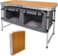 CampLand Outdoor Folding Table Aluminum Lightweight Height Adjustable with Storage Organizer for BBQ Party Camping