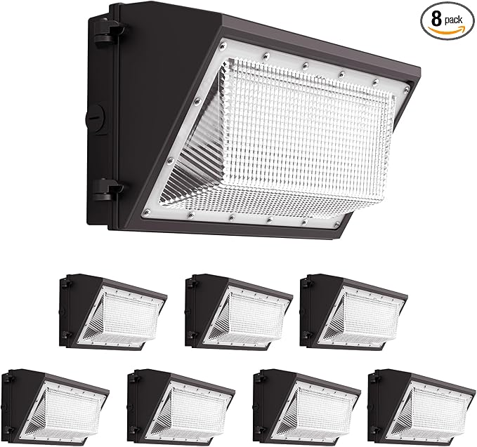 8 Pack 160W LED Wall Pack Light with Dusk to Dawn Photocell 25600LM 6000K Daylight IP65 Waterproof Wall Pack Lights Outdoor LED [Eqv. 1200W HPS/HID] for Parking Lot Warehouse Yard AC120-277V