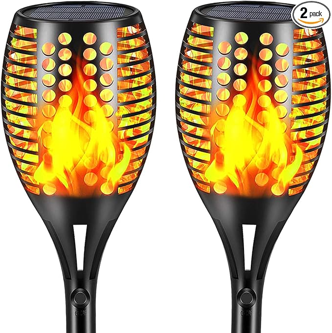 Aityvert Upgraded Larger Solar Torch Waterproof Outdoor Dancing Flames Flickering Flames Garden Light Landscape Decoration Pathway Patio Lights 43 96 LED (2 Pack)