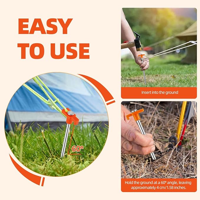 40 Pcs Tent Stakes9.8 Inch Ground StakesHeavy Duty Metal StakeNon-Rust Camping Metal Tent Spikes for Outdoor TripsGardenGrasslandHiking