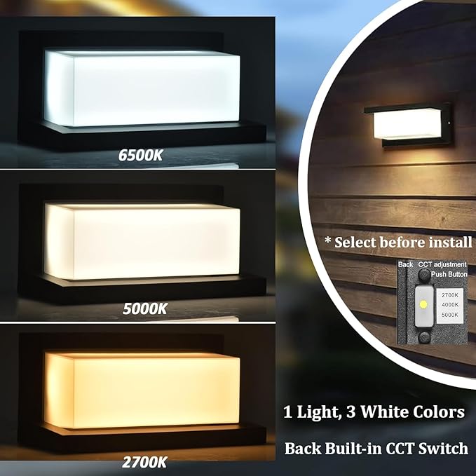 Modern Led Outdoor Wall Lights for House 18W Porch Light Fixture 3000K 4000K 5000K CCT Selectable Waterproof IP65 Exterior Lighting for GarageFront Door
