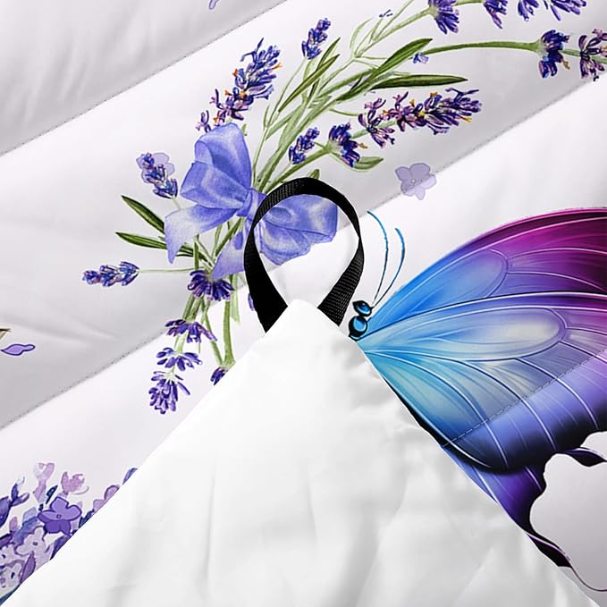 Axolotl Butterflies Camping BlanketLavender Packable Outdoor BlanketViolet Flowers Perfume Lightweight Puffy Printed Camping BlanketPurple Floral Waterproof Blanket for Traveling Beach Cold Weather