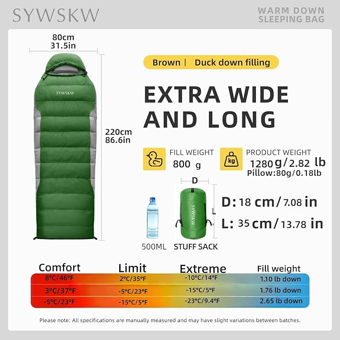 Ultralight Down Sleeping Bag with Pillow 15F 32F 45F Sleeping Bag for WomenMenYouth BackpackingHiking and Camping Outdoor with YKK Two-Way Zipper 680 FP Down