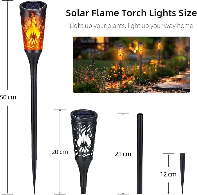 Toodour Solar Lights Outdoor 6 Pack Solar Torch Lights with Flickering Flame IP65 Waterproof Yard Lights Landscape Decoration Lighting for Outside Garden Lawn Pathway Patio Decorations