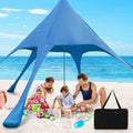 Goplus Beach Canopy 20 x 20 FT Beach Shade with UPF50+ Sun Protection Carrying Bag Sand Shovel Aluminum Pole 6 Ground Stake Portable Sun Shelter Outdoor Beach Tent for Backyard Camping Picnic