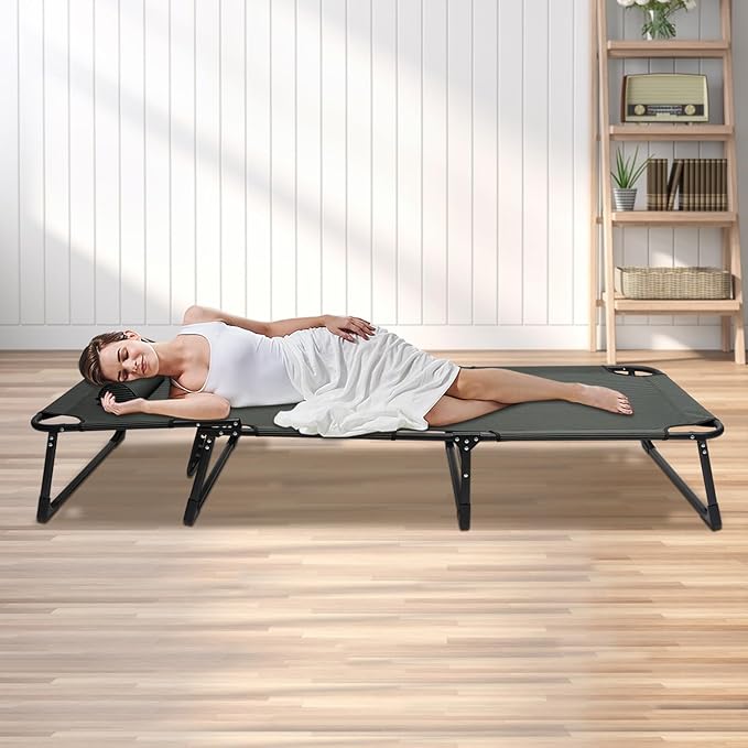 Folding Chair Leisure Chair Suitable for Outdoor Camping Folding Bed-Green