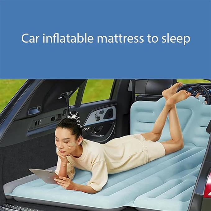 Inflatable Car Mattress Car Inflatable Bed Camping Sleeping Mat PVC Flocking Mattress with Pump Car Trunk Inflatable Bed