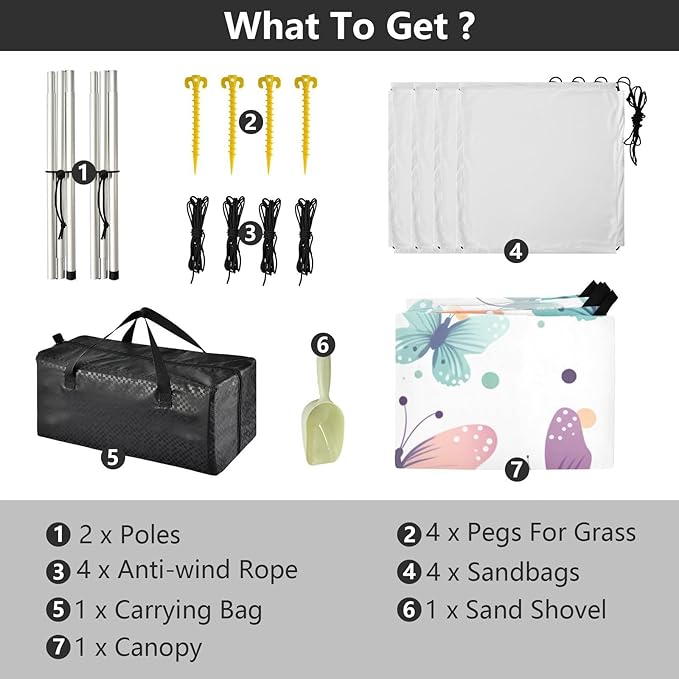 ButterflyCamping Sun Shelters 9.2 x 10.5 FT Beach Canopy Tent Sun Shade with Carrying Bag for Camping Trips Fishing Backyard Fun or Picnics 21340574