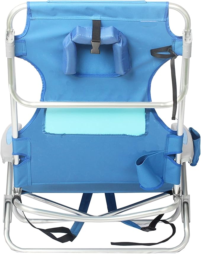Ostrich Lightweight Ladies Comfort On-Your-Back Outdoor Backpack Beach Chair w/5 Adjustable Positions Carry Straps &amp Cup Holder Blue (4 Pack)
