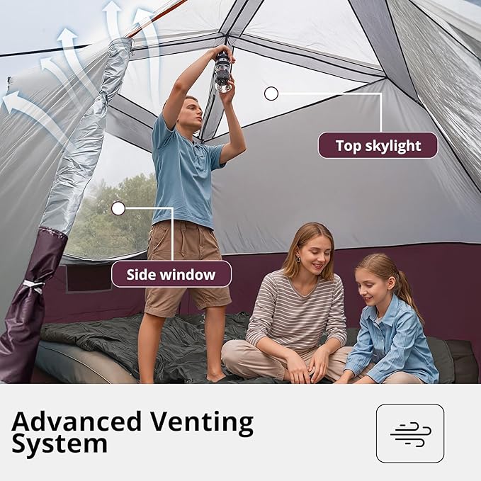 Camping Tents 4/6 Person Pop Up Instant Tent - Setup in 60s for Family Camping Windproof Design Family Cabin Tent with Rainfly &amp Backpack Carry Bag