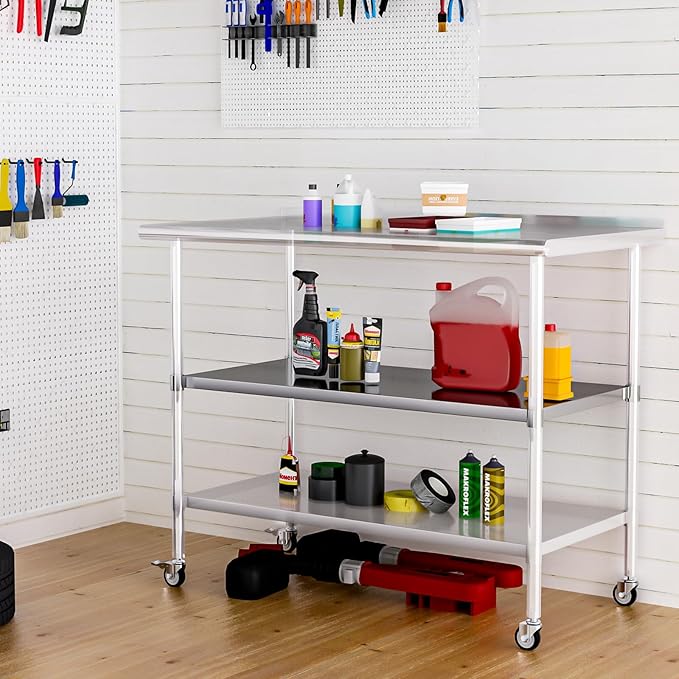Stainless Steel Undershelf 24x48 Inches for Commercial Work Table - Bottom Shelf Add-On Extra Storage for NSF Kitchen Restaurant Café Bakery or Food Prep Stations