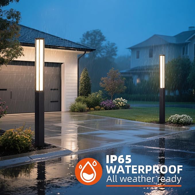 Landscape Path Lights 92 Tall Outdoor Pathway Bollard Light Waterproof Driveway Pole Lamp 3000K LED Yard Walkway Lighting Modern Patio Lantern AC100-240V Wired Fixture for Lawn Commercial