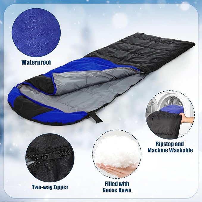 2 Pack Heated Sleeping Bag for Adults USB Electric Cold Weather Sleeping Bag with 4 Zone Carbon Fiber 3 Adjustable Heating Levels Waterproof for All Season Camping &amp Hiking
