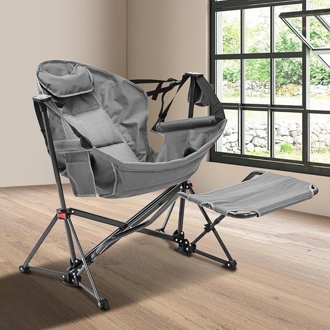 outdoor basic Adjustable Camping Folding Chair with Footrest - Portable Zero Gravity Lounge Chair for Beach Lawn Picnic Fishing &amp Backpacking Trips Supports 600lbs