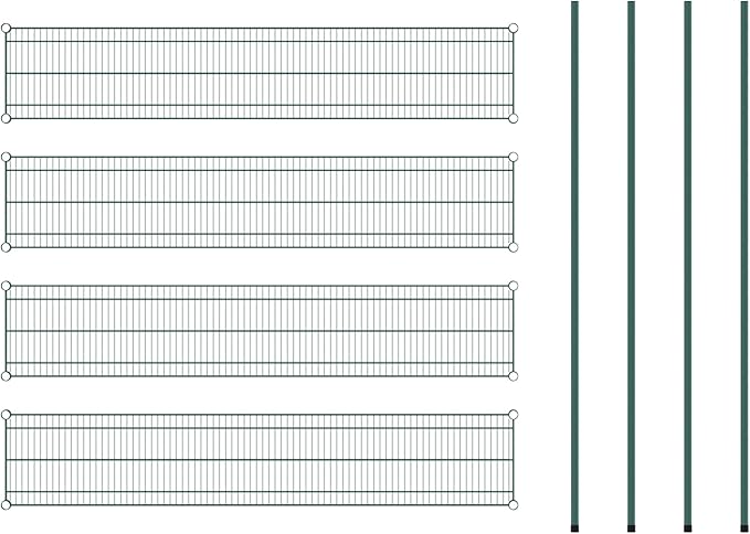 Commercial NSF Listed Green Epoxy Stationary Wire Shelving Kit 14 x 72 x 74 with 4 Shelves Perfect for Warehouse Walk-in Refrigerator Freezer Grocery Store Restaurant Dishroom